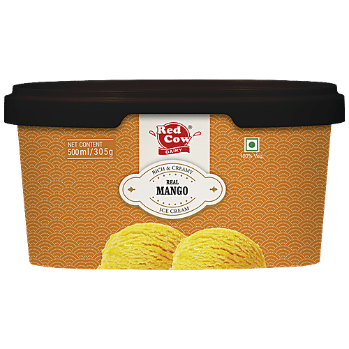 Red Cow Dairy Real Mango Ice Cream, 500 ml Tub Real Mango Flavour
 Rich & Creamy Texture