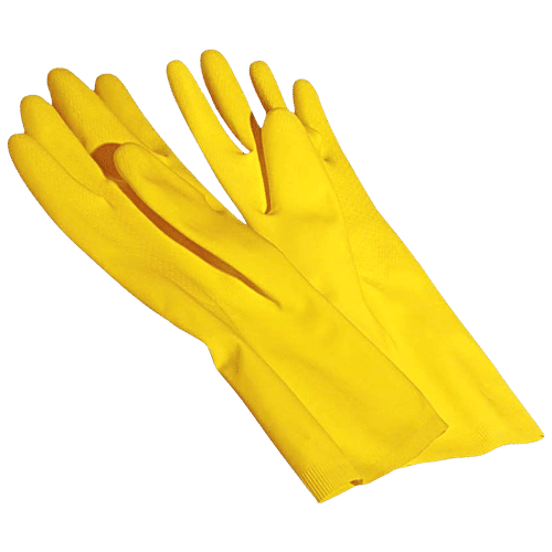 YORK Latex Rubber Gloves - Large, 92010, Reusable, Highly Stretchable, For Washing Cleaning, Yellow, 1 pc  