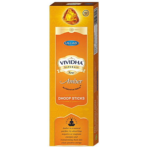 Ullas Vividha Naturals Amber Dhoop Sticks - Exotic Fragrance, 20 pcs  