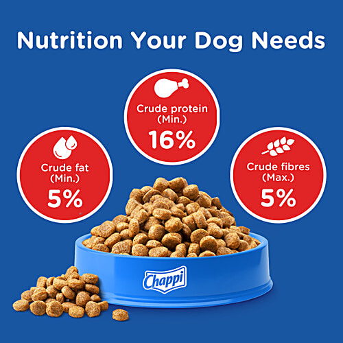 Chappi Dry Dog Food Chicken & Rice - For Adults, 1+ Years, 2.8 kg Complete & Balanced Food
Fibres for Digestive Health
Protein for Healthy Muscles