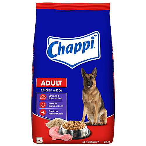 Chappi Dry Dog Food Chicken & Rice - For Adults, 1+ Years, 2.8 kg Complete & Balanced Food
Fibres for Digestive Health
Protein for Healthy Muscles