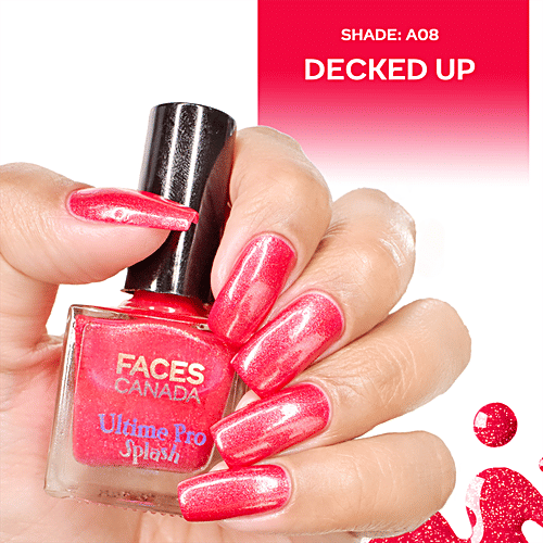 Faces Canada Ultime Pro Splash Nail Enamel - Long Lasting Shine, 8 ml Decked Up A08 