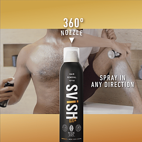 Svish On The Go | Hair Removal Spray - Mosaic, For Men | Made Safe Certified |, 200 Ml  