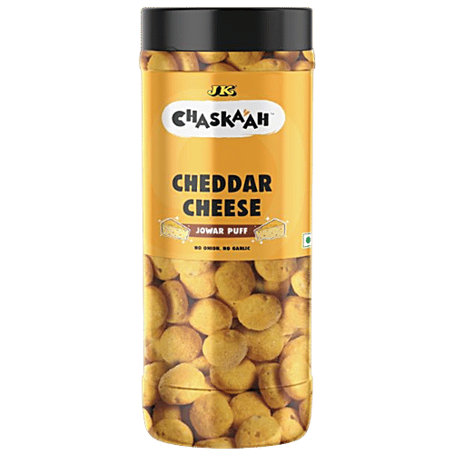 JK Chaskaah Jowar Puff - Cheddar Cheese, Dry Roasted, Zero Cholesterol, 75 g