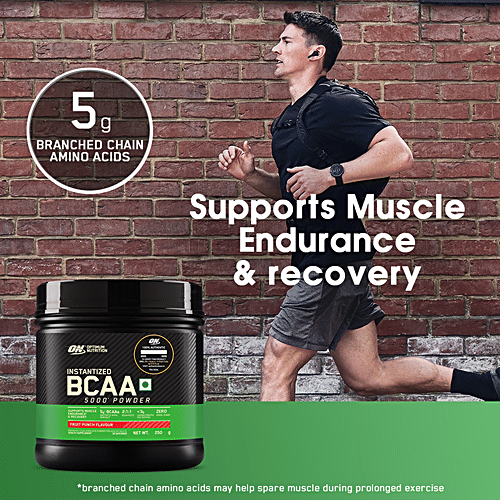 Optimum Nutrition Instantized BCAA 5000 Powder - Fruit Punch Flavour, Supports Muscle Endurance & Recovery, 30 Servings, 250 g  