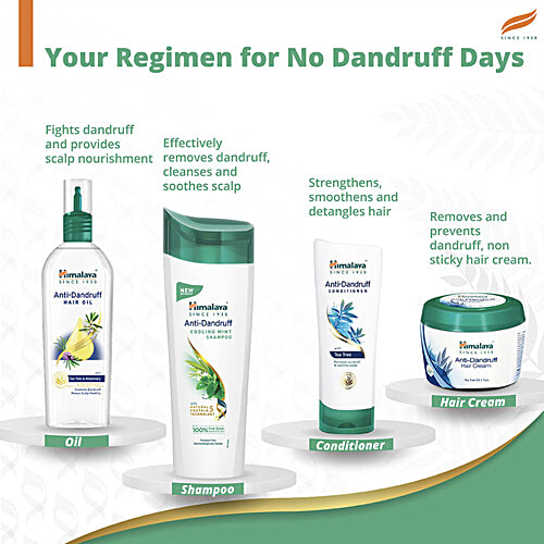 Himalaya Anti-Dandruff Cooling Mint Shampoo up to 00 relief dandruff and itchy scalp with Cooling mint and Tea Tree oil, 180 ml