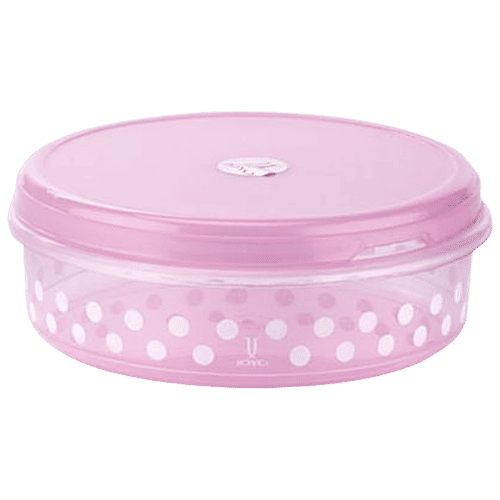 Joyo Food Keeper Set - Plastic, No. 0, 1, 2, Printed Polka, Multipurpose, Pink, 3 pcs (900 ml, 1.35 l, 2.5 l) 