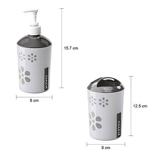 Joyo Fantacy Bath Set - Liquid Dispenser, Toothbrush Holder, Glass, Soap Dish, Sky Light Grey, 4 pcs  
