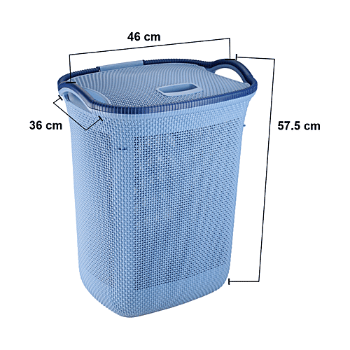 Joyo Honey Comb Plastic Laundry Basket With Lid - Blue, 52 L  