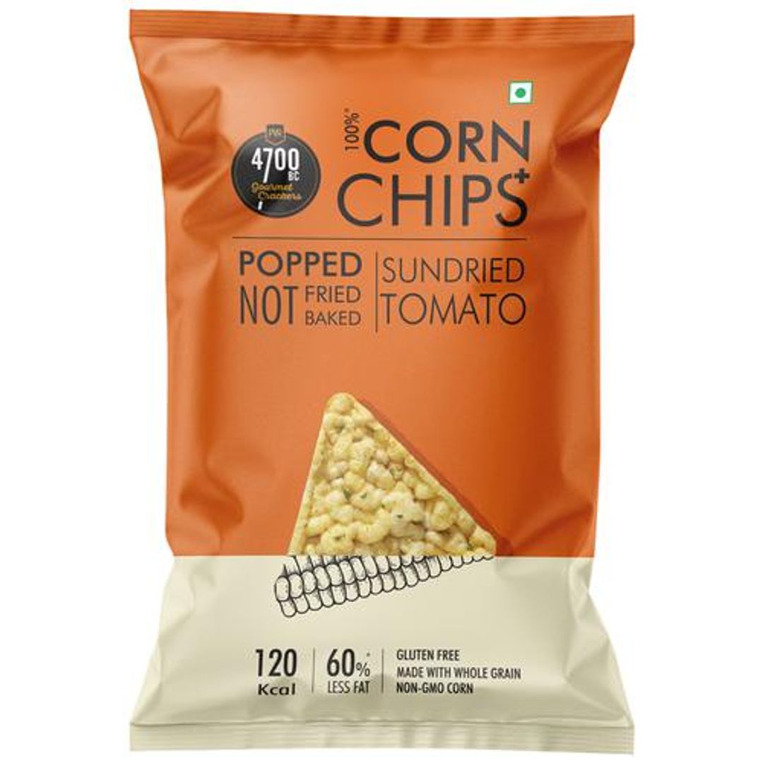 4700BC Corn Chips+ - Sun Dried Tomato, Popped, Not Fried Or Baked, Made With Whole Grain, 55 g 