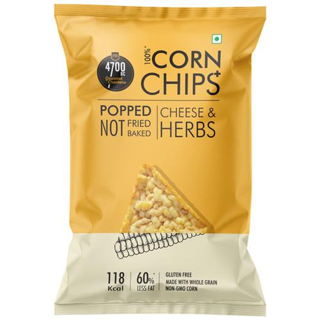 4700BC Corn Chips+ - Cheese & Herbs, Popped, Not Fried Or Baked, Made With Whole Grain, 55 g 