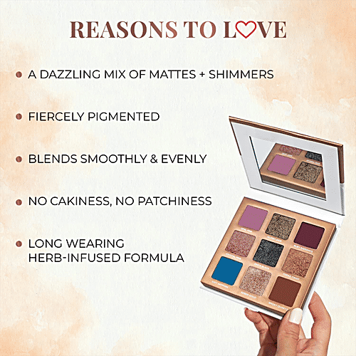 Just Herbs Herb-Enriched 9 In 1 Eye Shadow Palette -  Long Wearing, Easily To Blend, 9 g Sunshine - Day Palette Non-Patchy