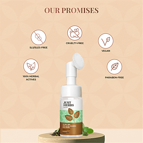 Buy Just Herbs Anti Acne Foaming Face Wash With Tea Tree & Mint