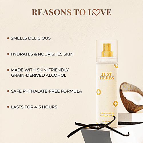 Buy Just Herbs LongLasting Body Mist Vanilla Spice, Pure Fragrance