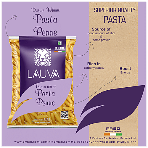 Lauva Durum Wheat Pasta - Penne, High In Protein & Fibre, 250 g Pouch 