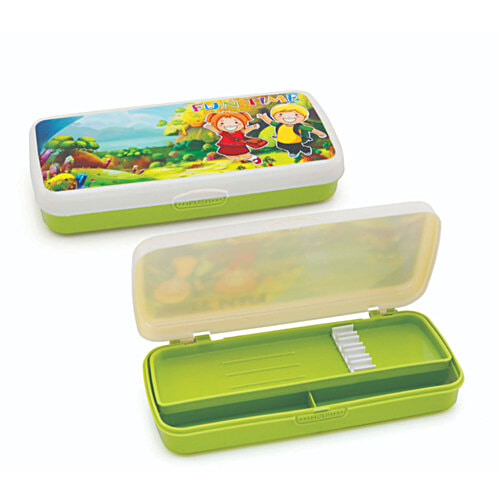 Hazel Perfect Plastic Pencil Box - Durable, Lightweight, Green, 1 pc  
