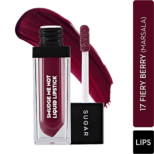 Sugar Cosmetics Smudge Me Not Liquid Lipstick - High Pigmentation, 17 Fiery Berry, Marsala, 4.5 ml  
