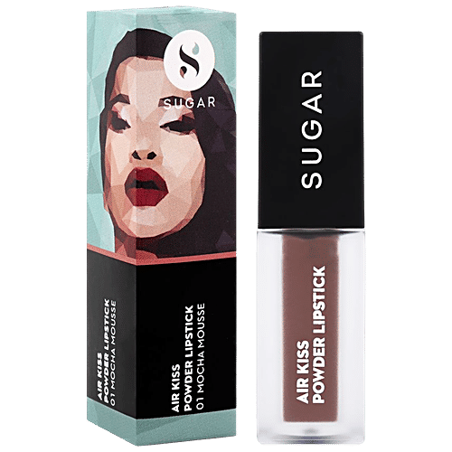 Sugar Cosmetics Air Kiss Powder Lipstick - Ultra Lightweight, Super Matte Finish, 2 g 01 Mocha Mousse 