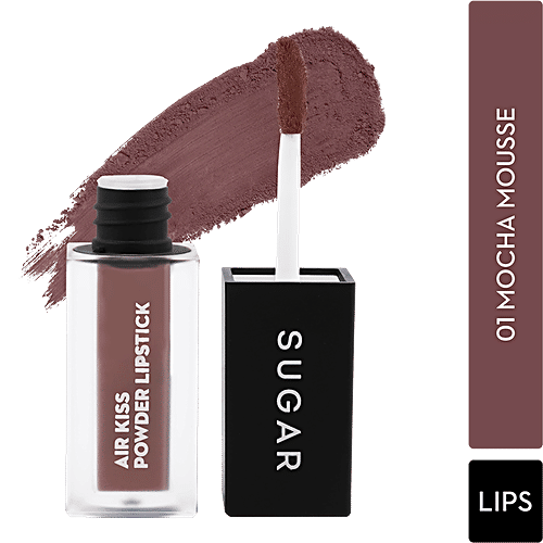 Sugar Cosmetics Air Kiss Powder Lipstick - Ultra Lightweight, Super Matte Finish, 2 g 01 Mocha Mousse 