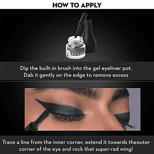 Sugar Cosmetics Born To Wing Gel Eyeliner - Smudge Proof, Long Lasting, 01 Blackmagic Woman, Black, 2.3 g  