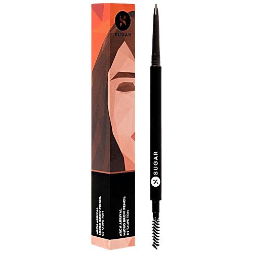 Sugar Cosmetics Arch Arrival Micro Brow Pencil - Water Resistant, Lasts Up To 12 Hours, 0.09 g 02 Taupe Tom 