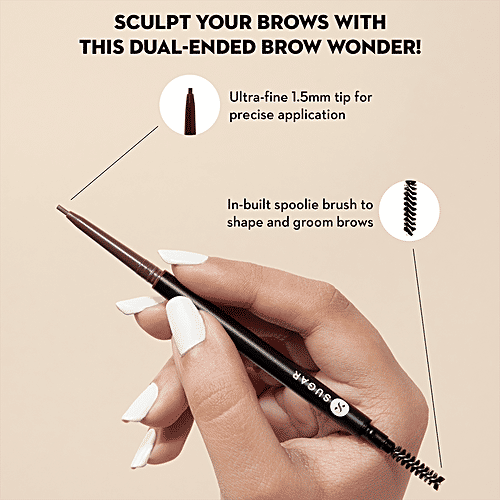 Sugar Cosmetics Arch Arrival Micro Brow Pencil - Water Resistant, Lasts Up To 12 Hours, 0.09 g 02 Taupe Tom 