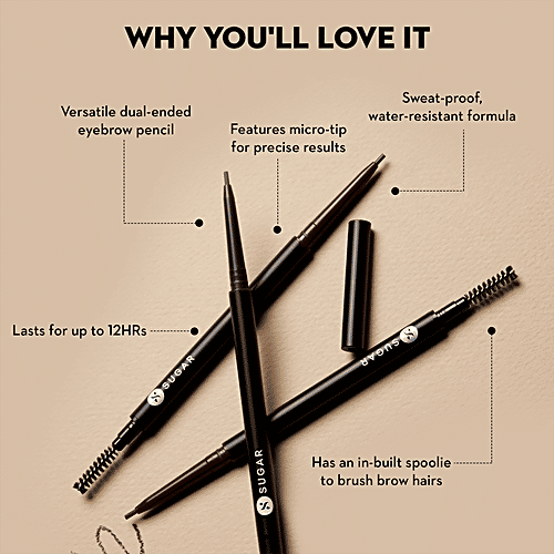 Sugar Cosmetics Arch Arrival Micro Brow Pencil - Water Resistant, Lasts Up To 12 Hours, 0.09 g 02 Taupe Tom 