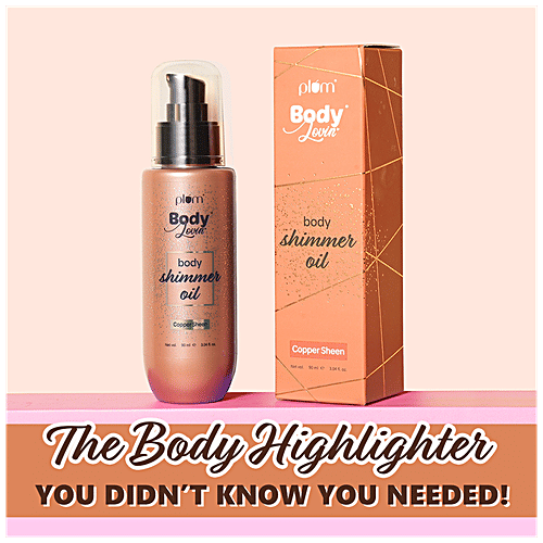 Plum BodyLovin’ Body Shimmer Oil - Copper Sheen, Non-Greasy, Long-Lasting Shimmer, Deeply Moisturises, 90 ml