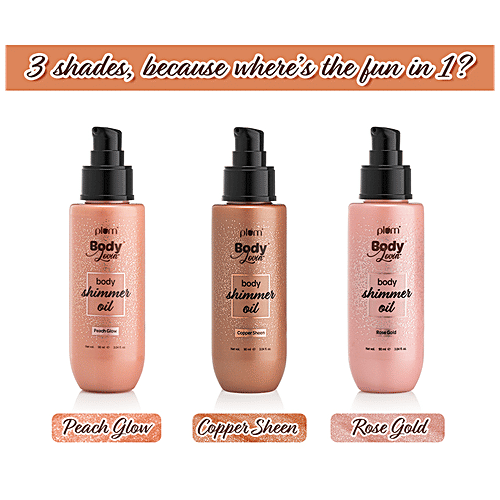 Plum BodyLovin’ Body Shimmer Oil - Copper Sheen, Non-Greasy, Long-Lasting Shimmer, Deeply Moisturises, 90 ml