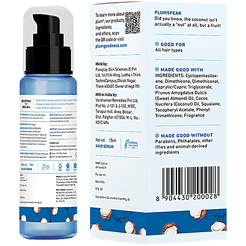 Plum Coconut & Squalane Nutri-Shine Hair Serum - With Vitamin E & Almond Oil, 75 ml  