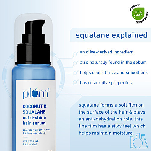 Plum Coconut & Squalane Nutri-Shine Hair Serum - With Vitamin E & Almond Oil, 75 ml  