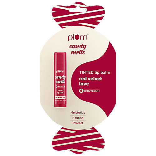 Plum Candy Melts Tinted Lip Balm - Red Velvet Love, Moisturizes & Nourishes Dry Lips, 4.5 g  