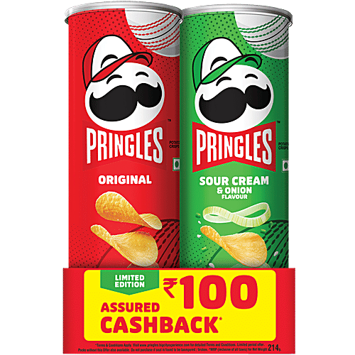 Buy Pringles Potato Chips Original & Sour Cream & Onion Flavour