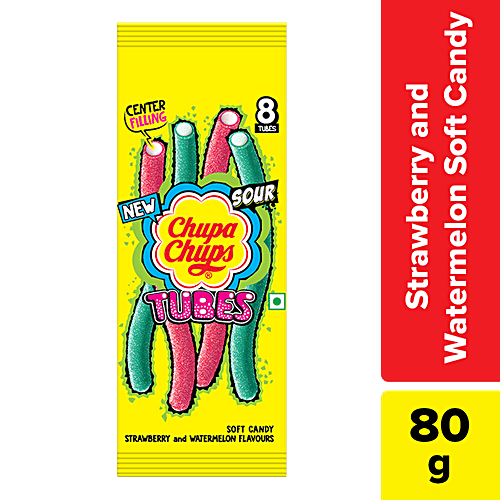 Buy Chupa Chups Strawberry, Watermelon Sour Long Tubes Soft Candy ...