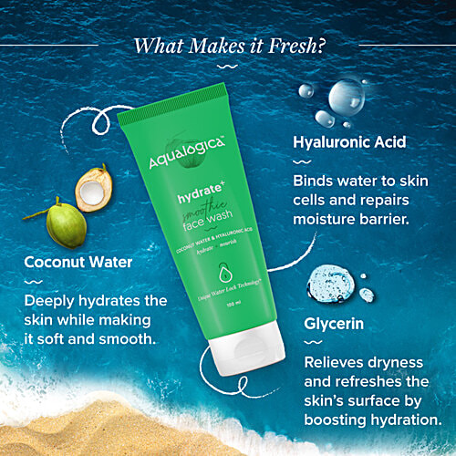 Aqualogica Hydrate+ Face Wash - Coconut Water & Hyaluronic Acid, For Deep Cleansing & Hydration, 100 ml