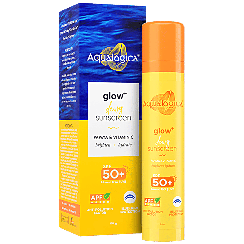 Aqualogica Dewy Sunscreen - Papaya & Vitamin C, SPF 50 PA+++, 50 g  