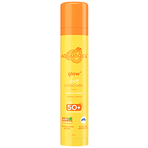 Aqualogica Dewy Sunscreen - Papaya & Vitamin C, SPF 50 PA+++, 50 g  