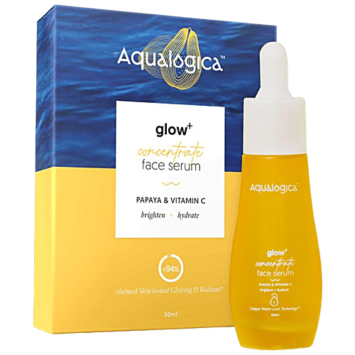 Aqualogica Glow+ Concentrate Face Serum - Vitamin C, Papaya & Hyaluronic Acid, For Glowing & Brightening Skin, 30 ml  
