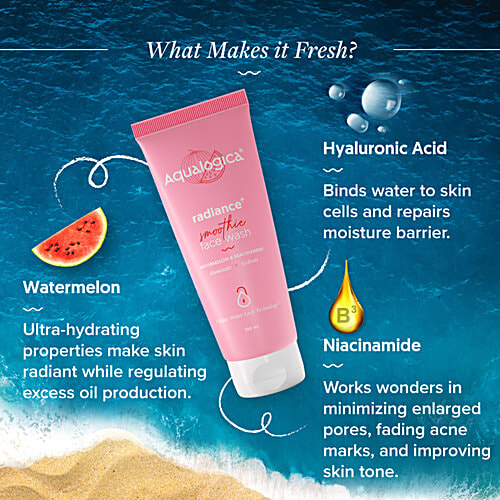 Aqualogica Radiance+ Smoothie Face Wash - Watermelon & Niacinamide, Illuminates Skin, 100 ml  