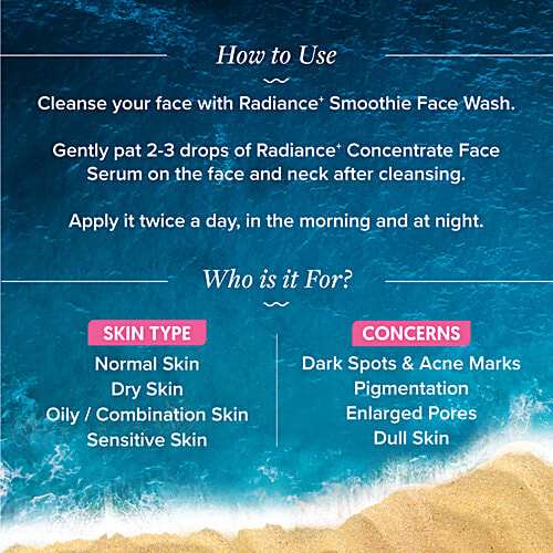 Aqualogica Radiance+ Concentrate Face Serum - Watermelon & Niacinamide, Nourish Skin Deeply, 30 ml  