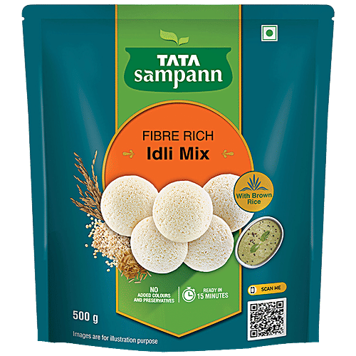Tata Sampann Fibre Rich Idli Mix - Ready to Cook Breakfast Mix, Soft, Fluffy & Tasty Idlis, Idli Batter, 500 g  