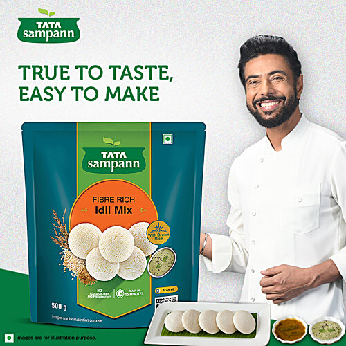Tata Sampann Fibre Rich Idli Mix - Ready to Cook Breakfast Mix, Soft, Fluffy & Tasty Idlis, Idli Batter, 500 g  