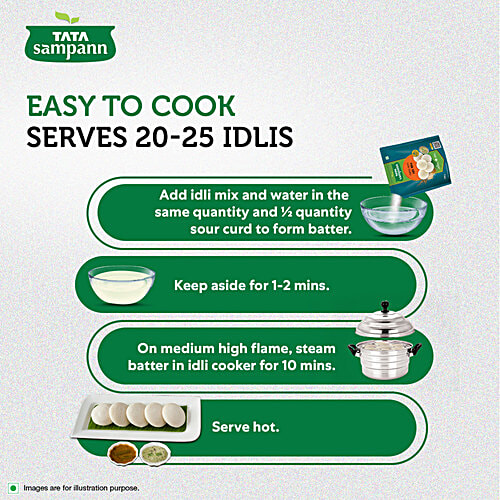 Tata Sampann Fibre Rich Idli Mix - Ready to Cook Breakfast Mix, Soft, Fluffy & Tasty Idlis, Idli Batter, 500 g  