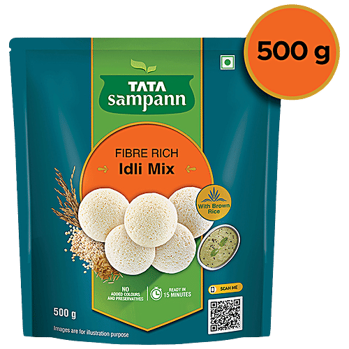 Tata Sampann Fibre Rich Idli Mix - Ready to Cook Breakfast Mix, Soft, Fluffy & Tasty Idlis, Idli Batter, 500 g  
