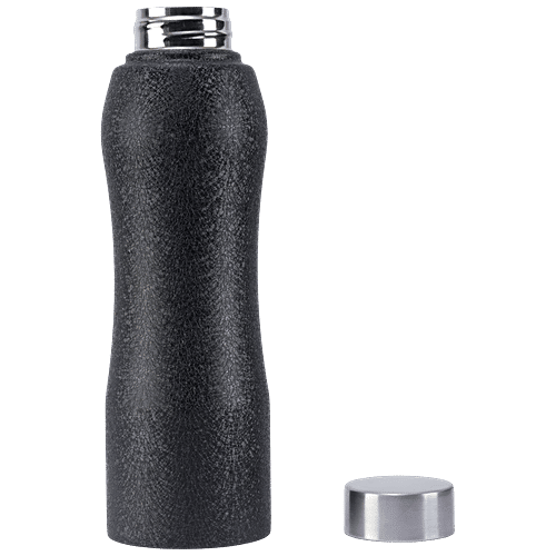 bb home Trendy Stainless Steel Water Bottle With Steel Cap - Texture Black, Leak Proof, 1 L  
