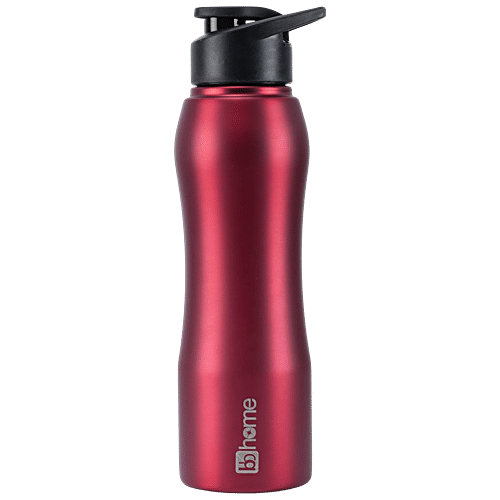 bb home Trendy Stainless Steel Water Bottle With Sipper Cap - Matt Red, Leak Proof, 750 ml