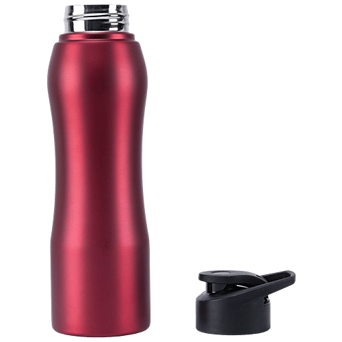 bb home Trendy Stainless Steel Water Bottle With Sipper Cap - Matt Red, Leak Proof, 750 ml