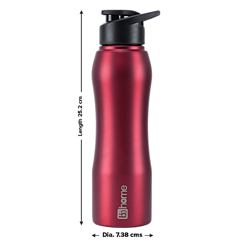 bb home Trendy Stainless Steel Water Bottle With Sipper Cap - Matt Red, Leak Proof, 750 ml