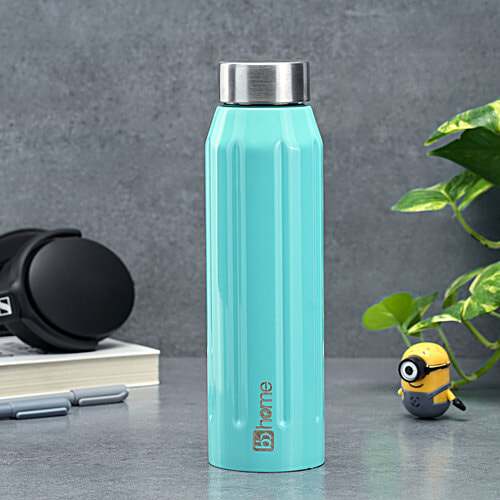bb home Atom Stainless Steel Water Bottle With Steel Cap - Turquoise Blue, Leak Proof, 700 ml  