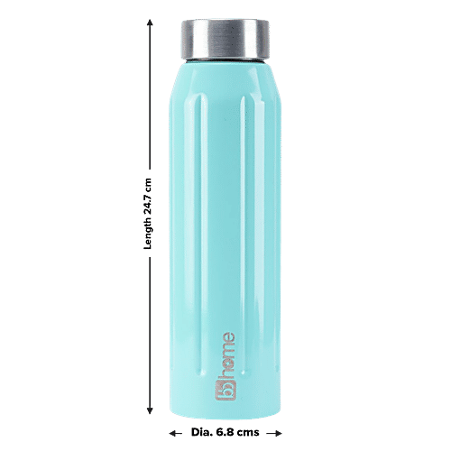 bb home Atom Stainless Steel Water Bottle With Steel Cap - Turquoise Blue, Leak Proof, 700 ml  